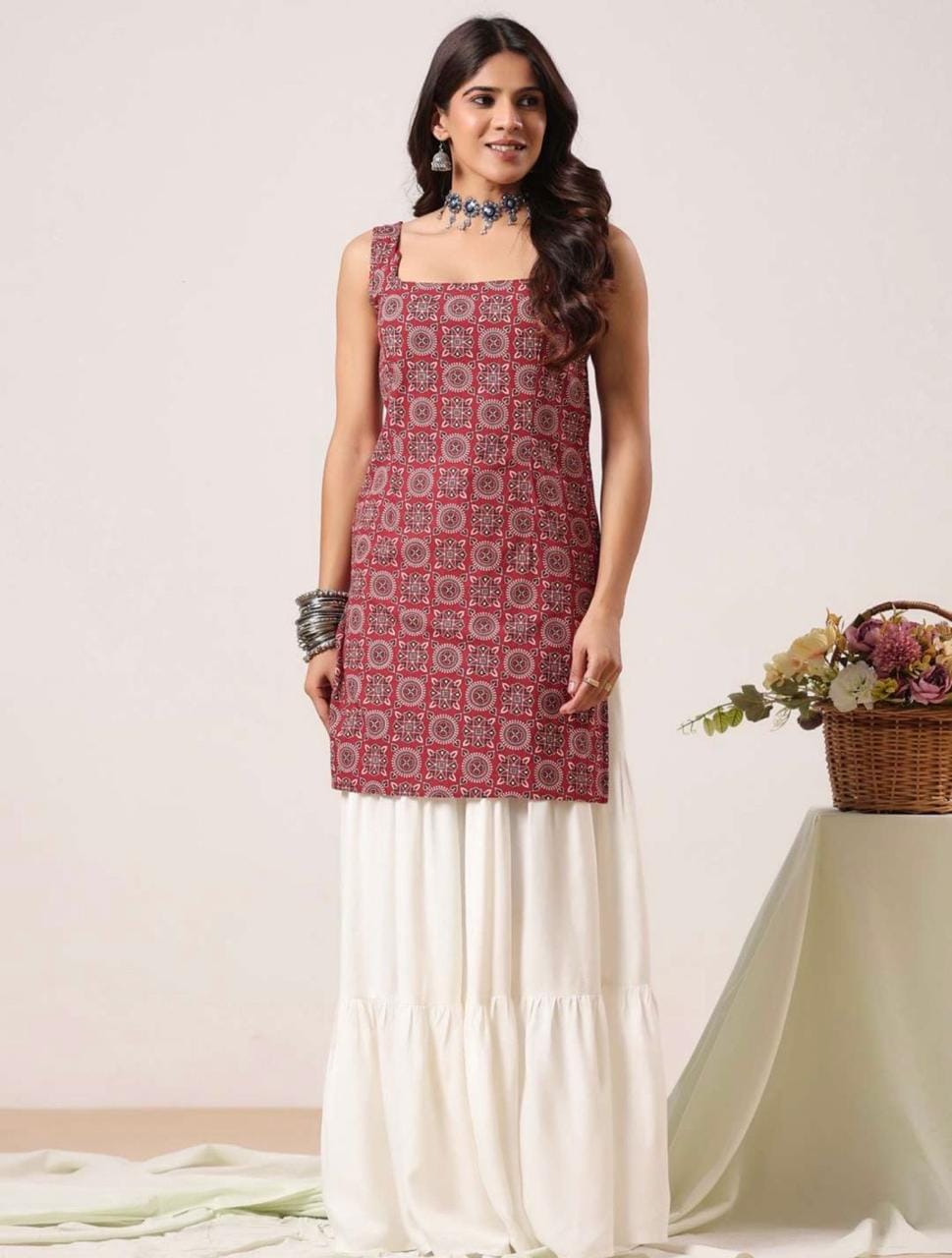 Pink Printed Kurta Set for Women