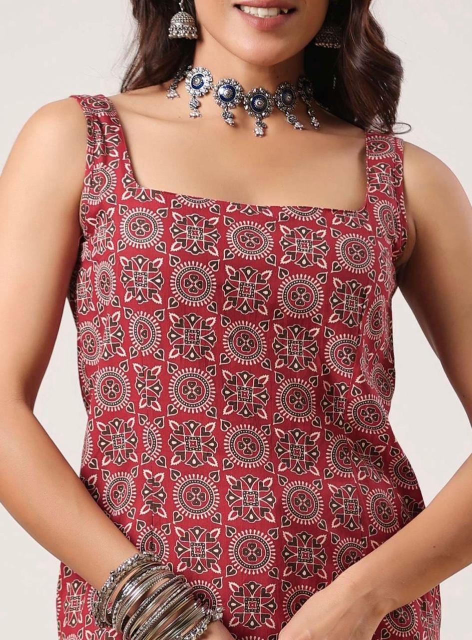 Pink Printed Kurta Set for Women