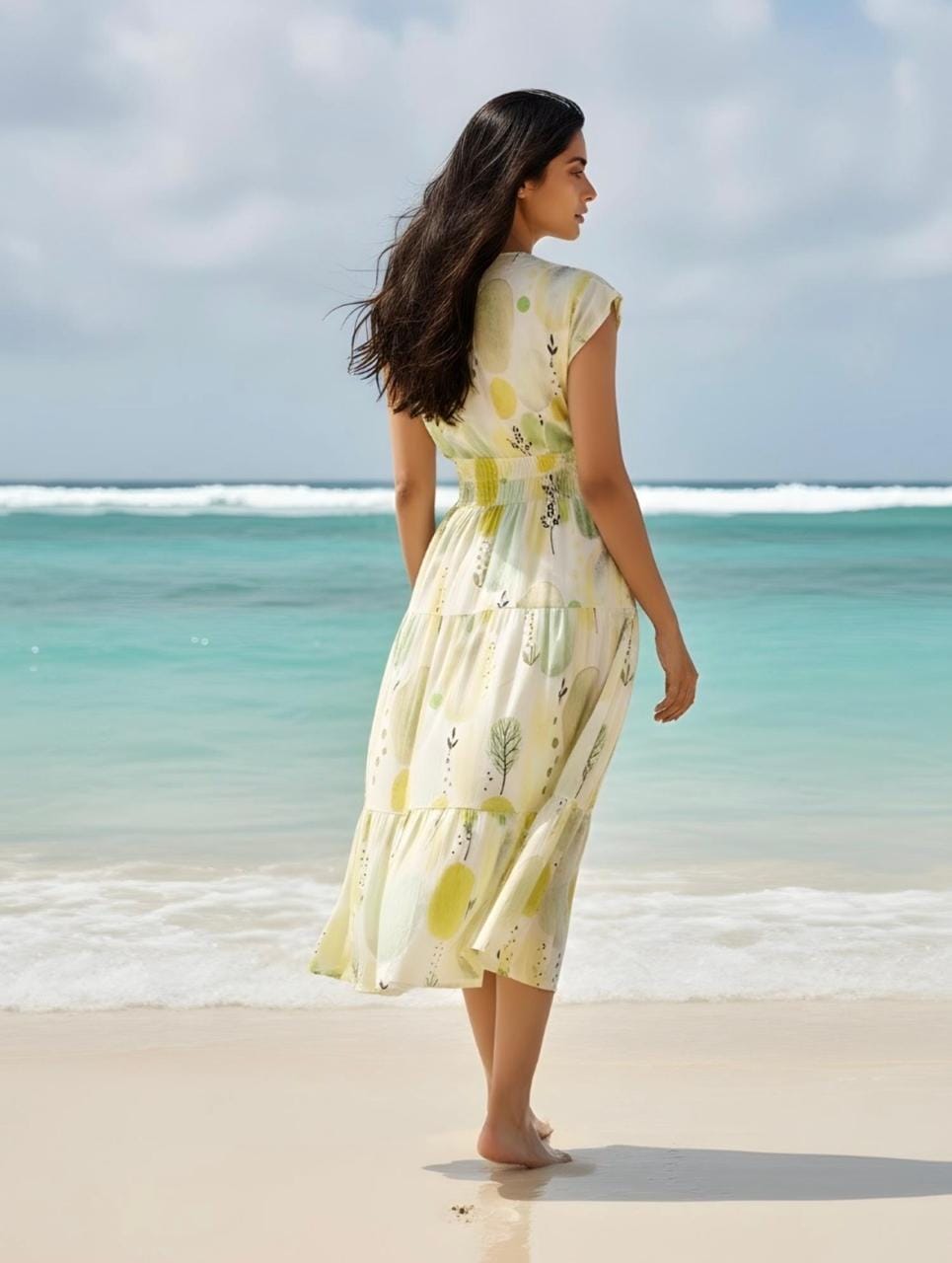 Yellow Floral Printed Summer Dress