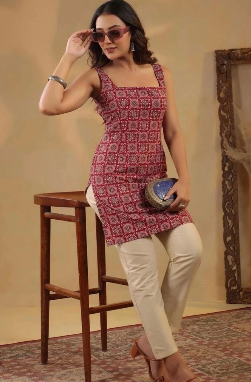 Pink Printed Kurta Set for Women